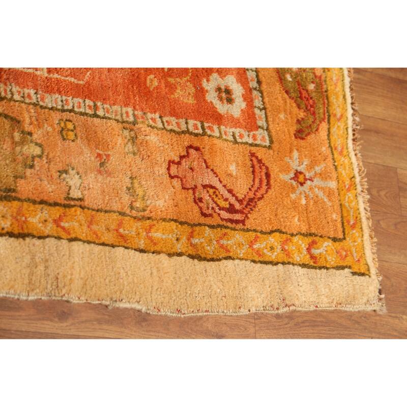 Pre-1900 Antique Vegetable Dye Oushak Turkish Rug Handmade Wool Carpet - 12'3"x 18'5"