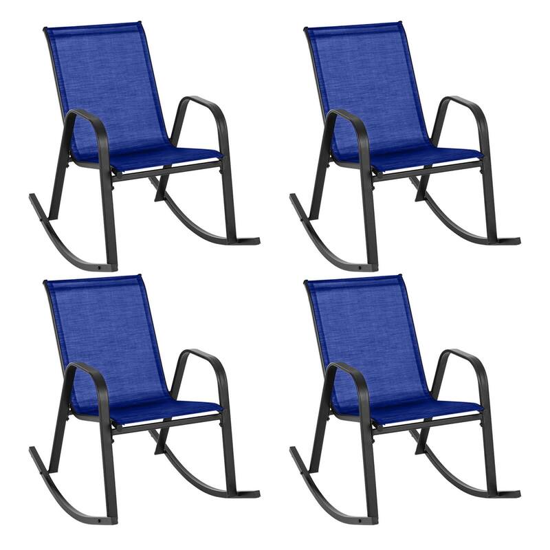 Set of 2/4 Outdoor Rocking Chairs Patio Rocking Chairs w/Metal Support - 4 pcs
