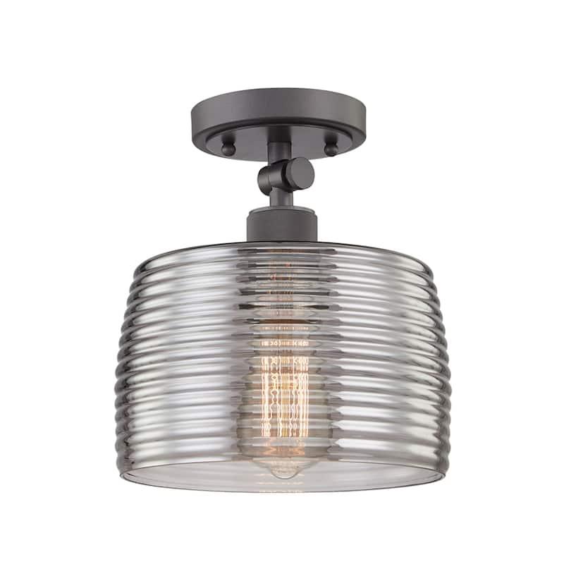 1 Light Ceiling fixture in Burning gray with Smoked Glass - Burning gray - W:8.66*H:10.20
