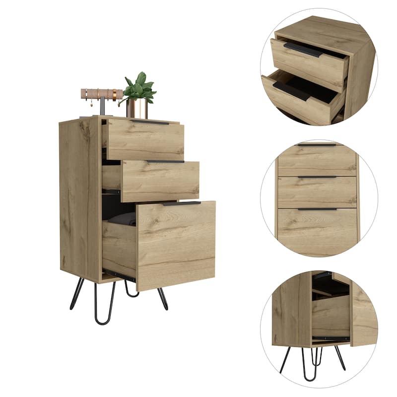 Meriden 3-Drawer Rectangle Dresser Light Oak