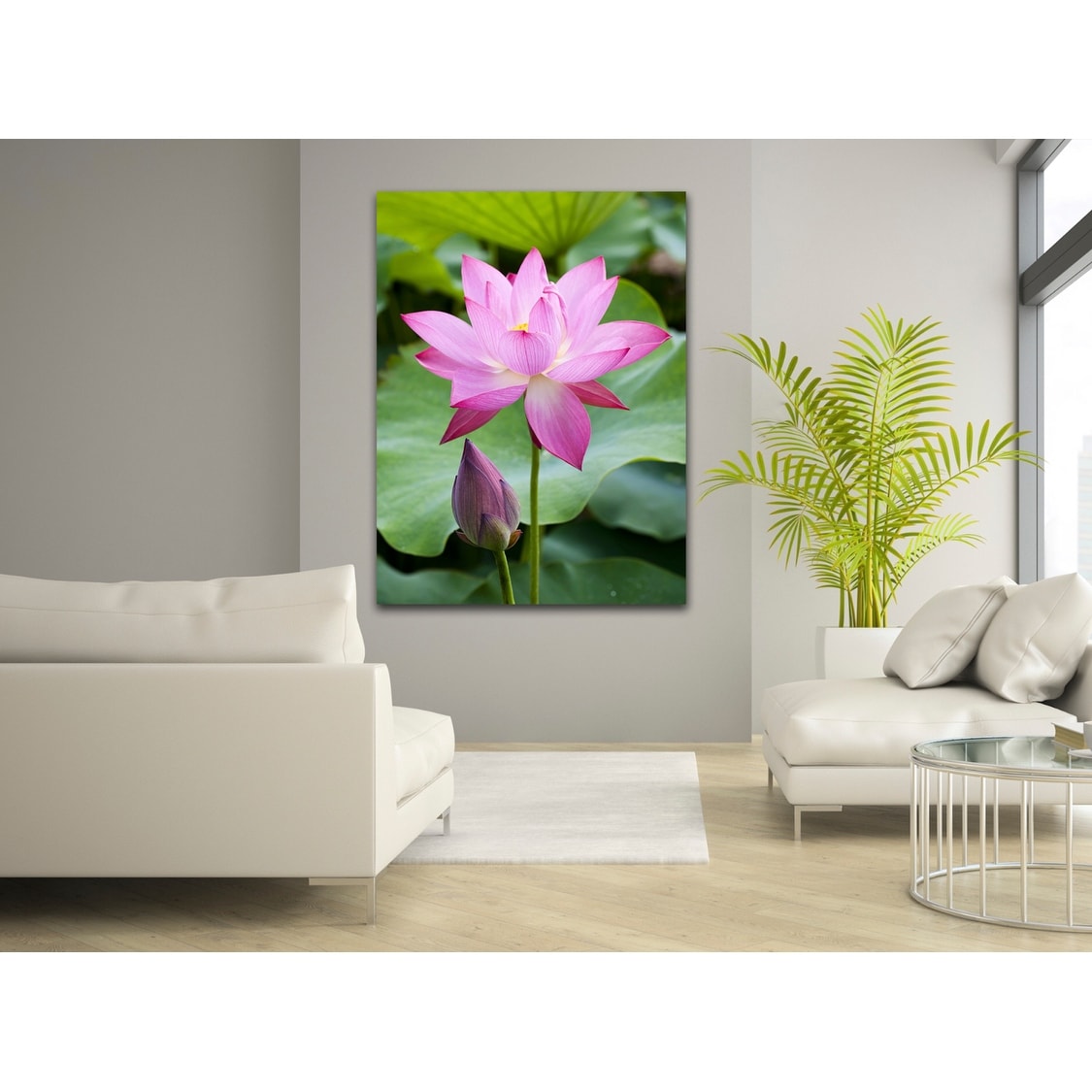 Purple Lotus Flower Photography Canvas Art - Overstock ...