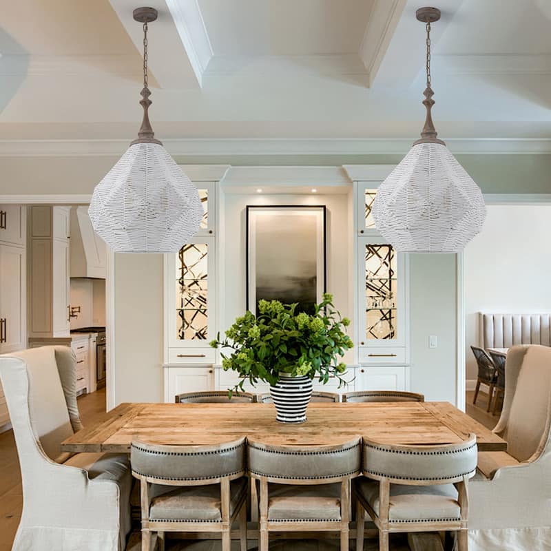 3-Light White Coastal Pendant Light - 19 Wide