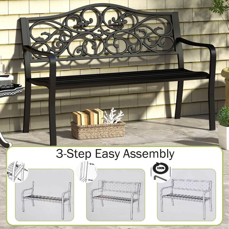 Costway 50" Porch Bench with Ergonomic Backrest & Armrests Floral - See Details