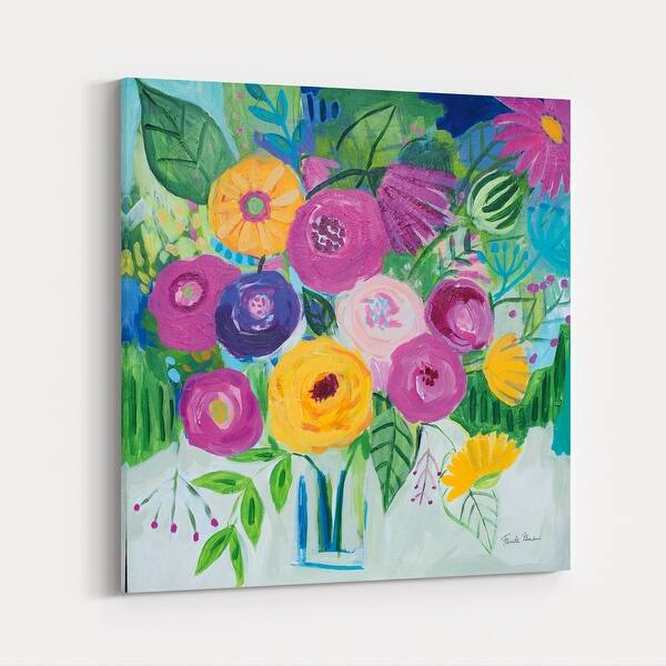 Abstract Flowers Vases Illustrations Canvas Wall Art Print Overstock 31241962 Hand painted flower vase decoration hand painted flowers decorative frame. overstock com