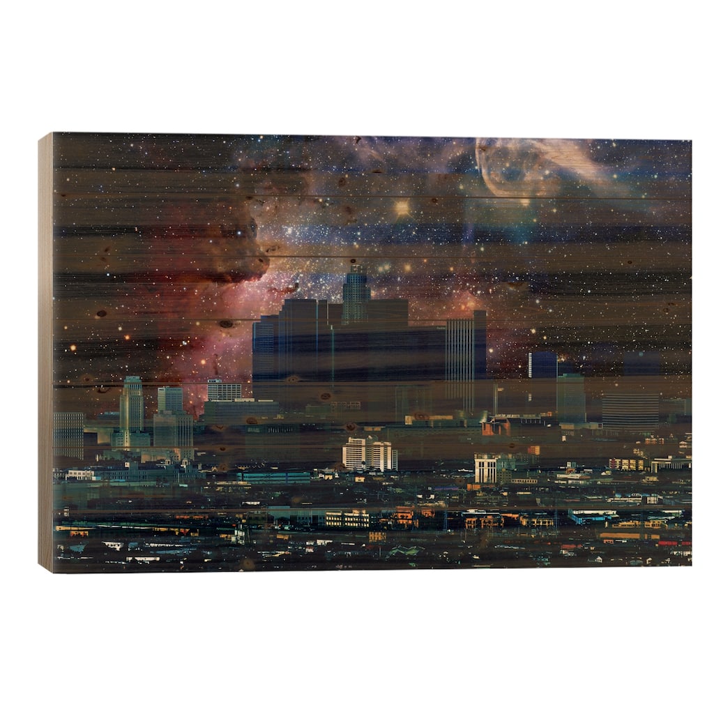 Los Angeles, California Carina Nebula Skyline Print On Wood by 5by5collective - Multi-Color
