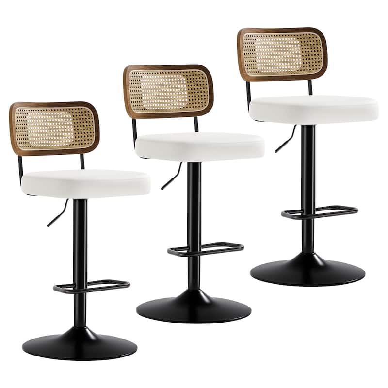 Adjustable Height Swivel Bar Stools with Back and Footrest - 17.7"W x 15.75"D x 35"-42.9"H