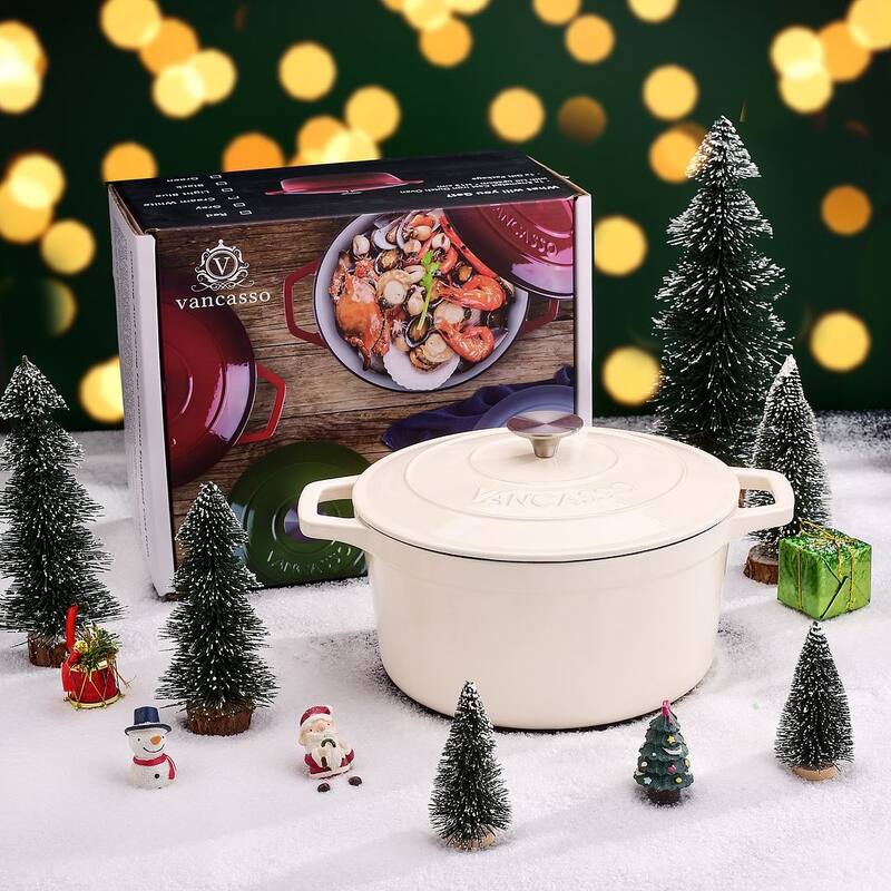 vancasso 5 Qt. Enemaled Cast Iron Dutch Oven - Cream