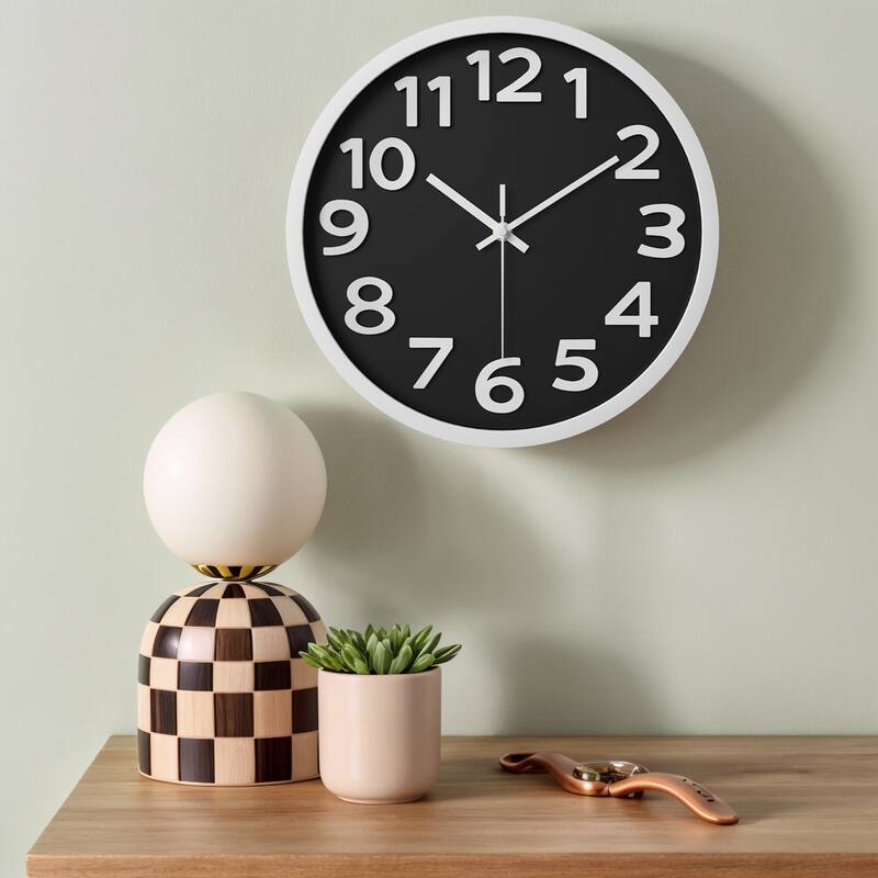 Wall Clock, Silent Non-Ticking Modern Clocks Battery Operated Classic Analog Decorative for Kitchen, Office, Bedroom 12 Inch - Black-1
