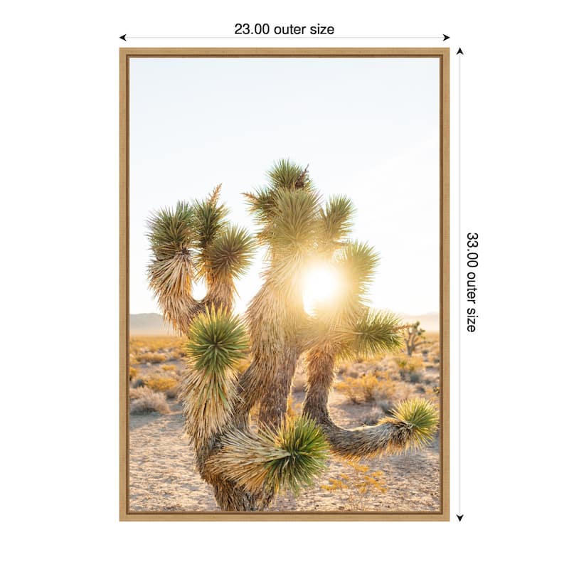 Joshua Tree Sunrise by Bethany Young Framed Canvas Wall Art Print - Sylvie Natural - 23 x 33 in
