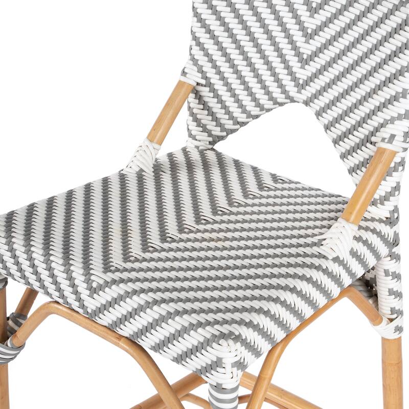 Creanly 25.25"H Seat Rattan Counter Stool with Back