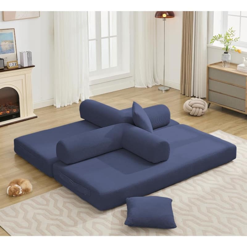 78.5" 4-in-1 Folding Convertible Out King Size Sleeper Sofa Bed