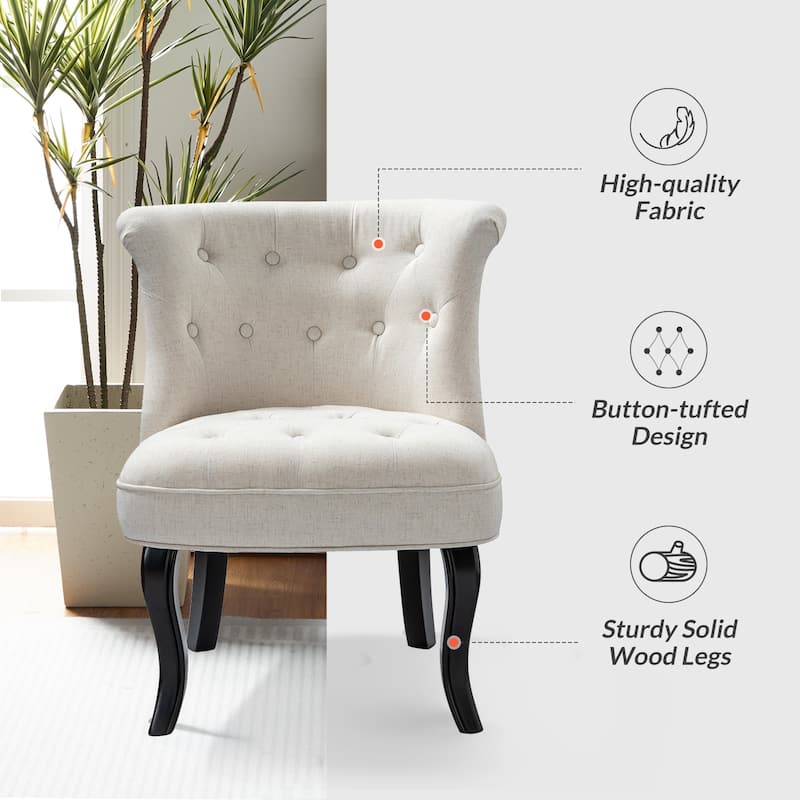 Paolino 25.1" Wide Traditional Velvet Button-tufted Back Stools with Wood Legs by HULALA HOME