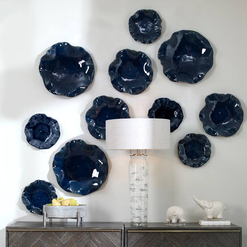 Uttermost Abella Blue Ceramic Wall Decor (Set of 3)