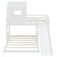 preview thumbnail 3 of 13, Playhouse Twin Over Full Wooden Bunk Bed, Farmhouse Safety Guardrail Bed with Ladder and Slide