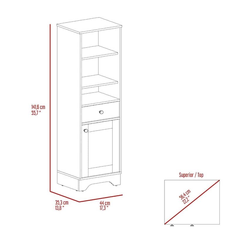 Bathroom Floor Cabinet,Two Interior Shelves,Two Open Shelves,Single Door,for Bathroom,Kitchen,Living Room