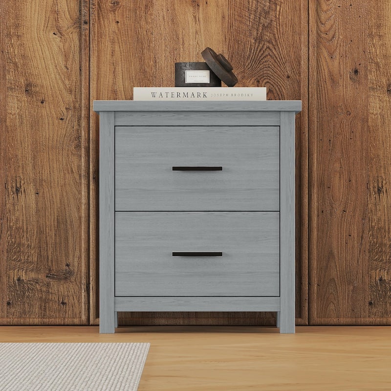 Vintage Wooden Nightstand with Two Drawers
