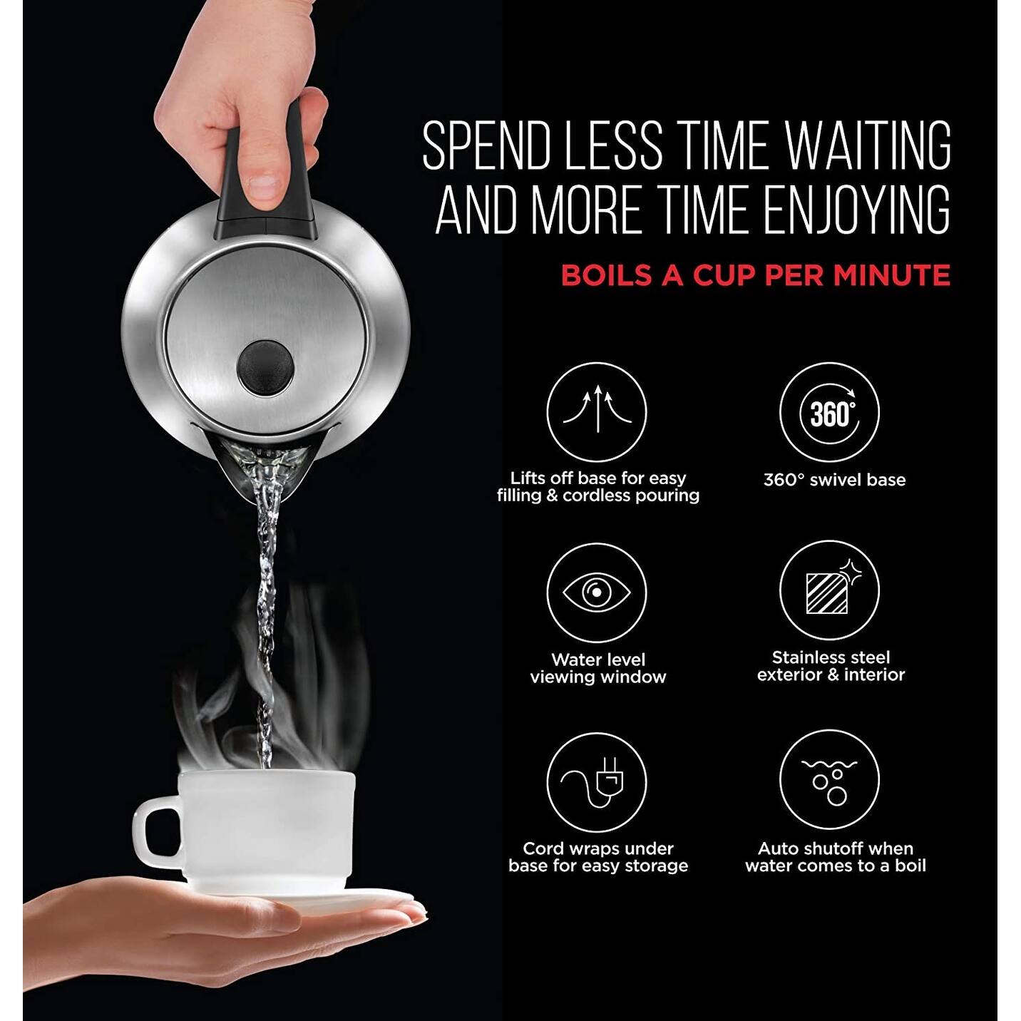 Chefman Electric Kettle, Stainless Steel, 1.7 Liter Bed Bath & Beyond