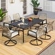 preview thumbnail 2 of 24, Outdoor Dining Set, Swivel Rattan Chairs w Thick Removable Cushion, Dining Table w Umbrella Hole, Patio Furniture Set