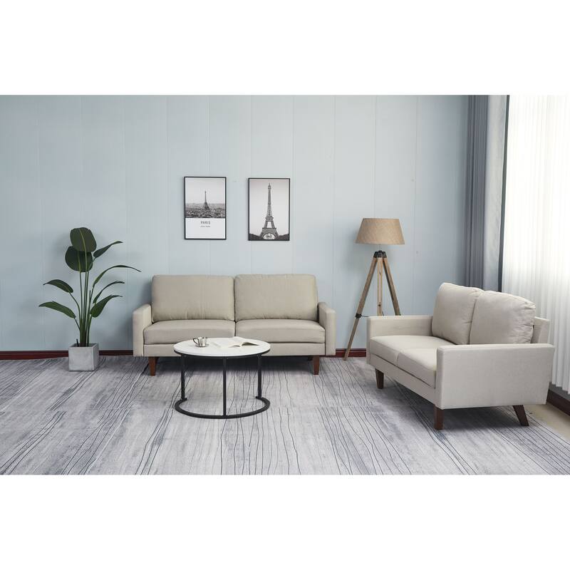 Linen 2 Piece Loveseat and Sofa Living Room Set