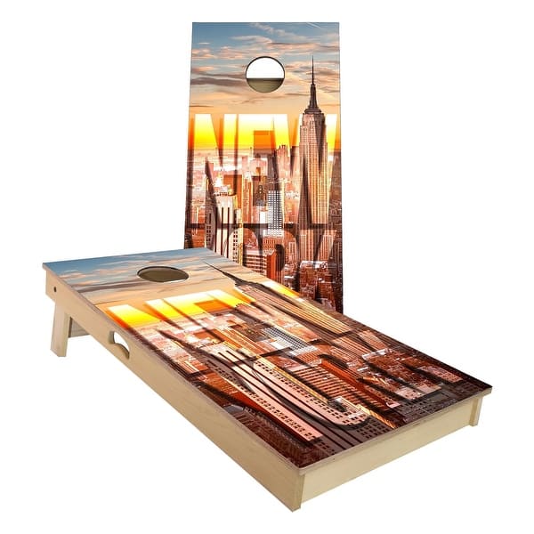slide 2 of 9, New York City Outdoor Cornhole Board Set Backyard 2x4 - NO Accessories