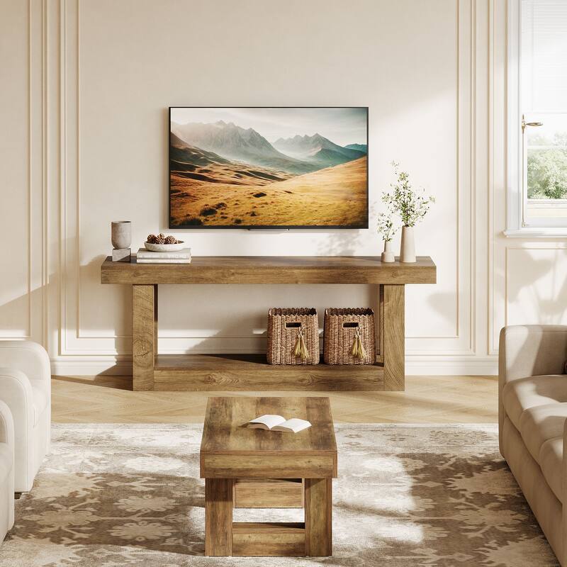 63 Inch TV Wooden Stand for with Open Storage