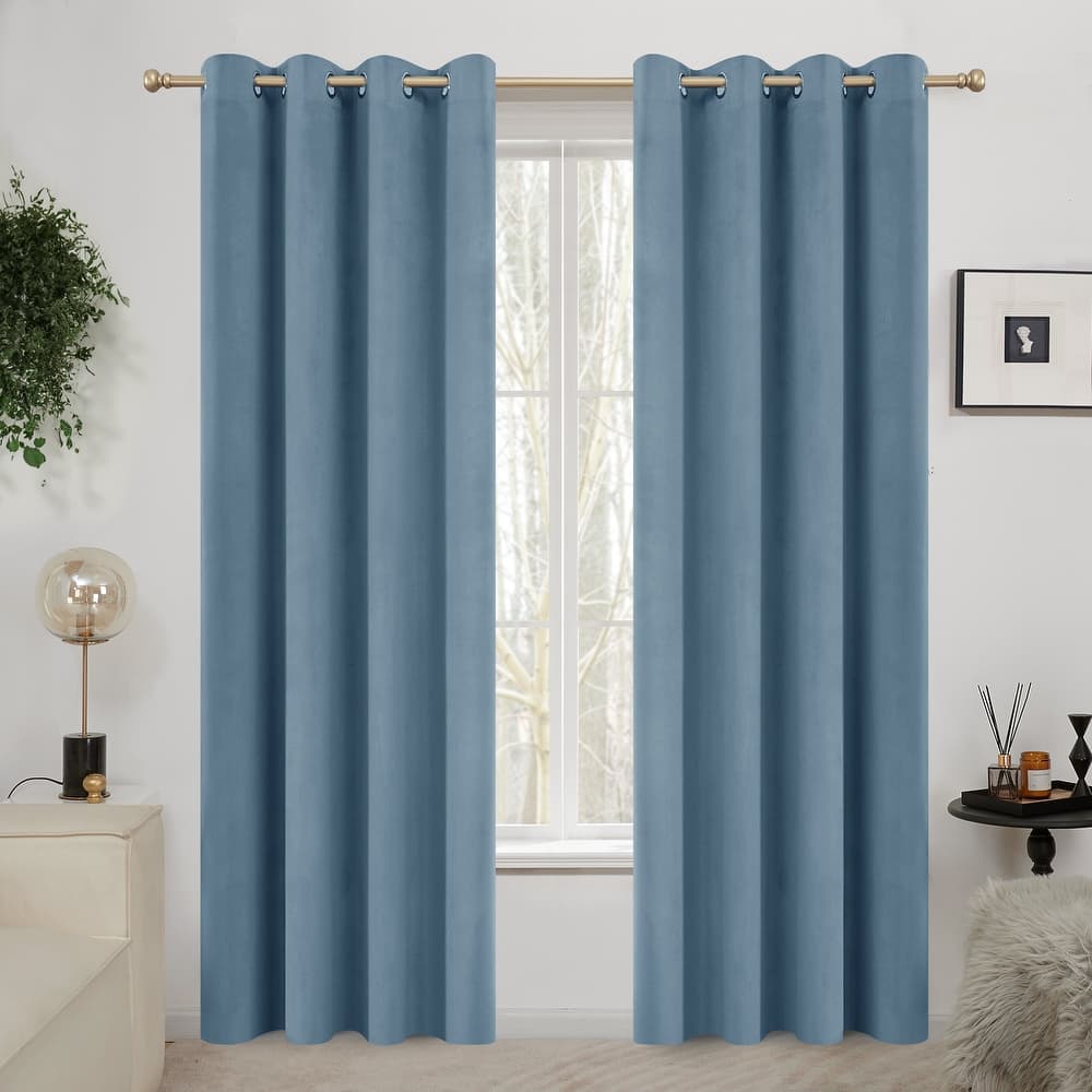Deconovo Velvet Blackout Curtains, 2 Panels, Thermal Insulated