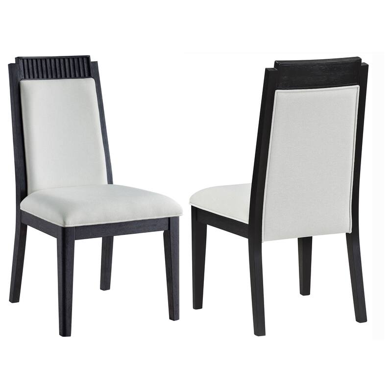 Brookmead Ivory and Black Wood Dining Side Chair (Set of 2) - Set of 2 - Black - Short