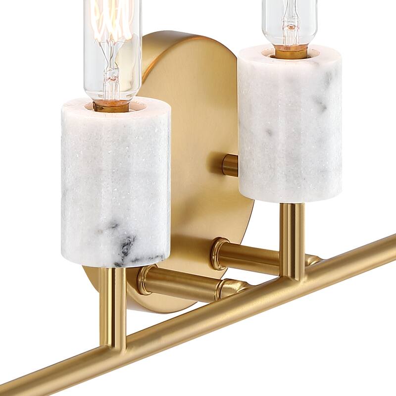 Star Dust 24.25 in. 5-Light Brushed Gold Vanity Light with Natural Marble Accents for Bathrooms