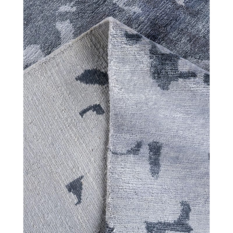 Modern One-of-a-Kind Hand-Knotted Area Rug - Gray, 9' 2" x 12' 4" - 9' 2" x 12' 4"