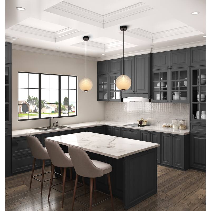 Artcraft Celeste Integrated LED Pendant 12" - Gunmetal Finish - White Ombre
