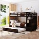 preview thumbnail 1 of 31, Wooden Twin over Twin Bunk Bed Frame with Twin Size Trundle Bed Frame, Storage Stairs and Guardrails for Kids, Teens Espresso - Twin