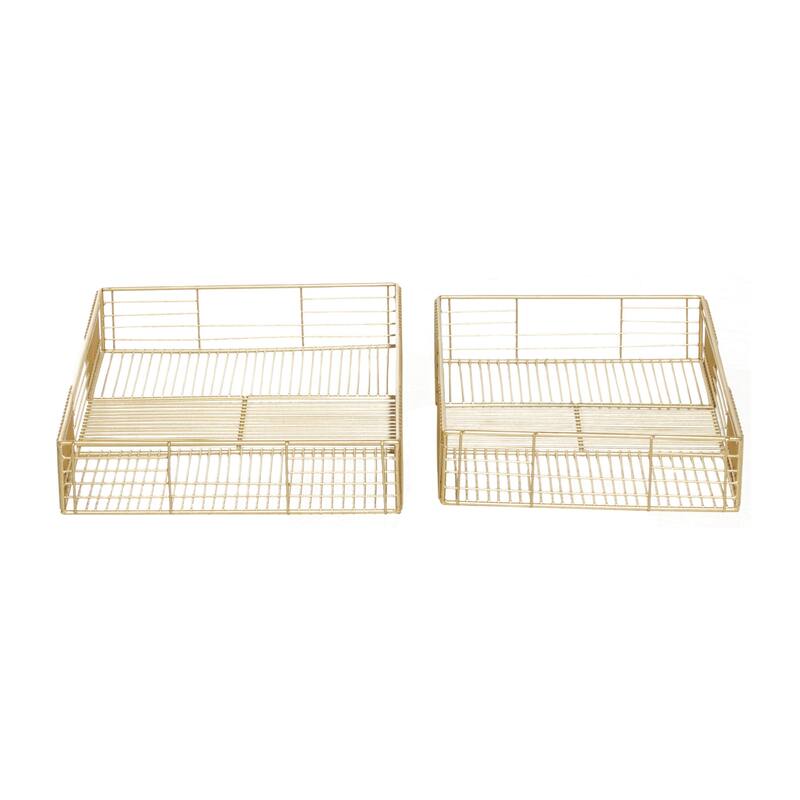 Metal Wire Tray - Set of 2 Gold - CosmoLiving by Cosmopolitan