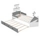 preview thumbnail 3 of 7, Gray Twin Size Pine Wood Boat-Shaped Platform Bed with Trundle and Storage, Sturdy Slats and Rails
