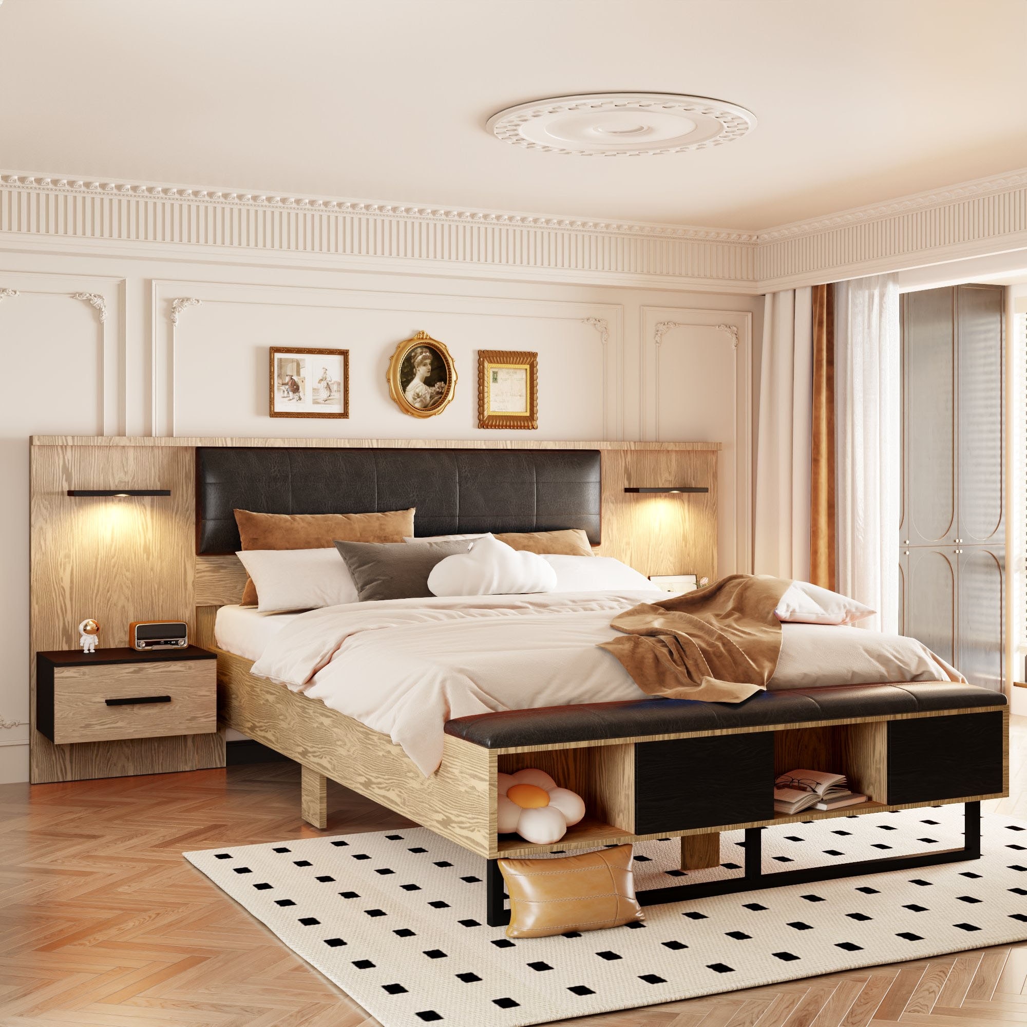 Headboard with integrated lighting hot sale