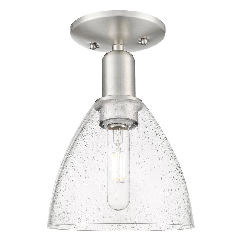 Innovations Lighting 716-1C-11-8 Bristol Semi-Flush Bristol 8" Wide - Brushed Satin Nickel / Seedy