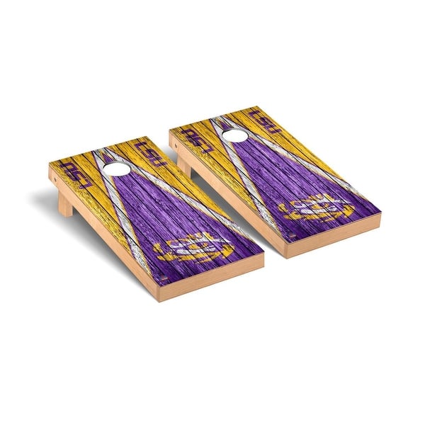 slide 2 of 5, Louisiana State LSU Tigers Triangle Cornhole Board Set Include Carrying Case