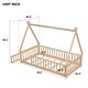 preview thumbnail 46 of 49, Tent-shaped Floor Bed with Fence & Door,Wooden Montessori Bed for Kids