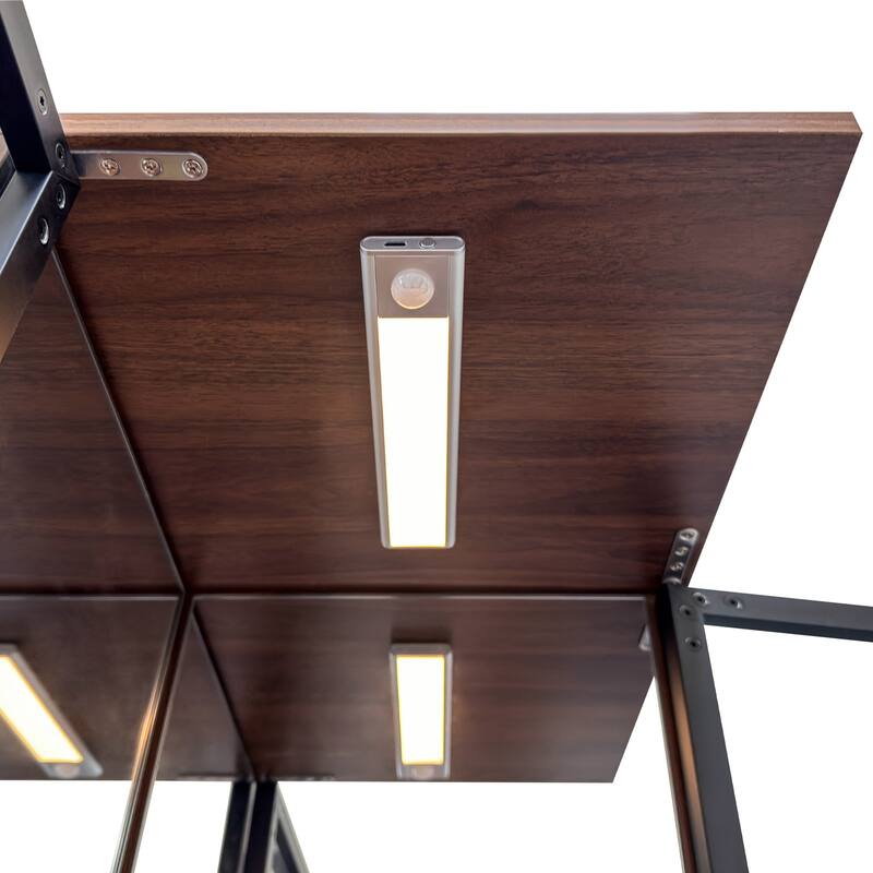 GDF Studio -Tiffy Modern Lighted Display Cabinet with Glass Doors and Adjustable Shelves - 19.65"