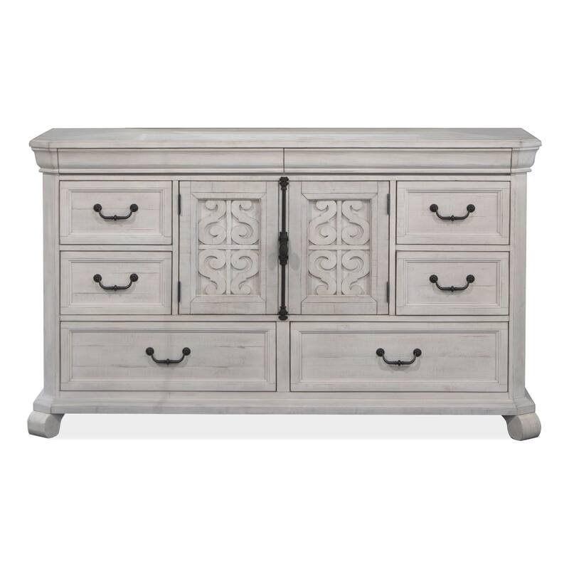 Magnussen Home Bronwyn Alabaster Drawer Dresser with Landscape Mirror