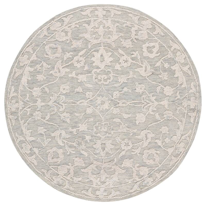 SAFAVIEH Handmade Abstract Berthe Wool Rug - Light Grey/Ivory - 6' Round