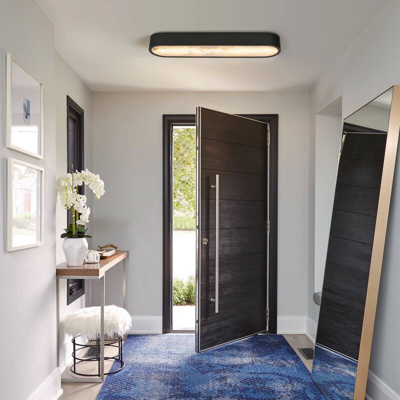 23.6" Dimmable Alabaster Marble LED Flush Mount Ceiling Light for Kitchen Bedroom