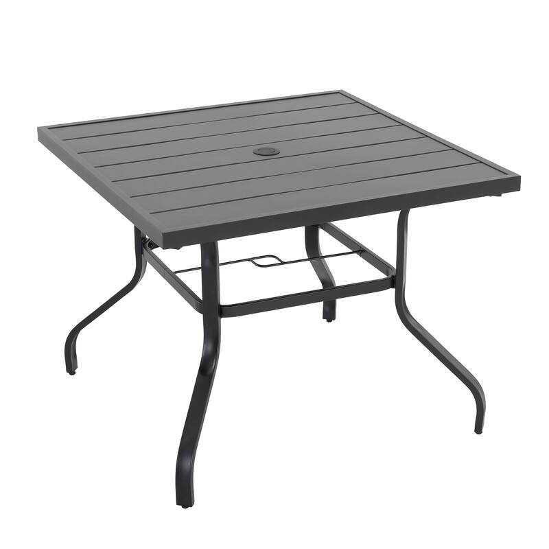 Outdoor 5-Piece Dining Set with Umbrella Hole, Textilene and Iron