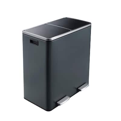 60L Dual Compartment Trash Can, Matt Grey