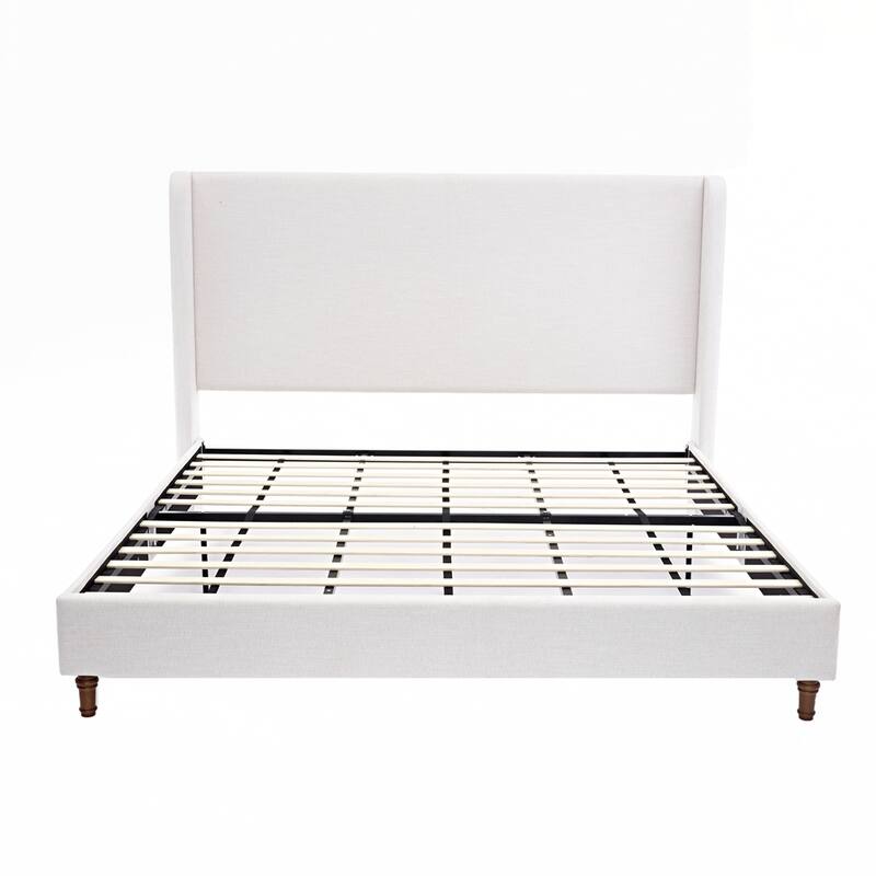 High Headboard Upholstered Platform Bed No Box Spring Needed