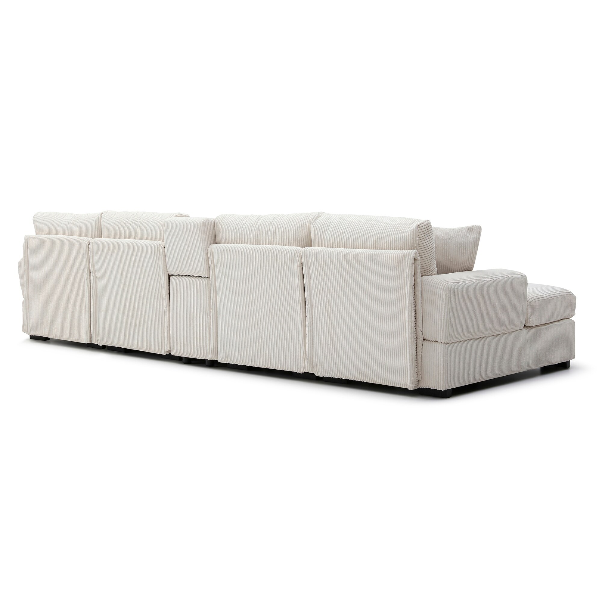 126" Oversized U Shaped Couch, Corduroy Cloud Sectional Sofa with Storage Box, Double Chaise
