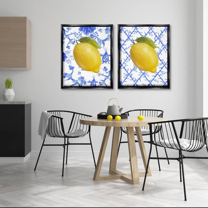 Stupell Classic Chinoiserie Lemons Framed Floater Canvas Wall Art Design By Matthew Piotrowicz (Set of 2)