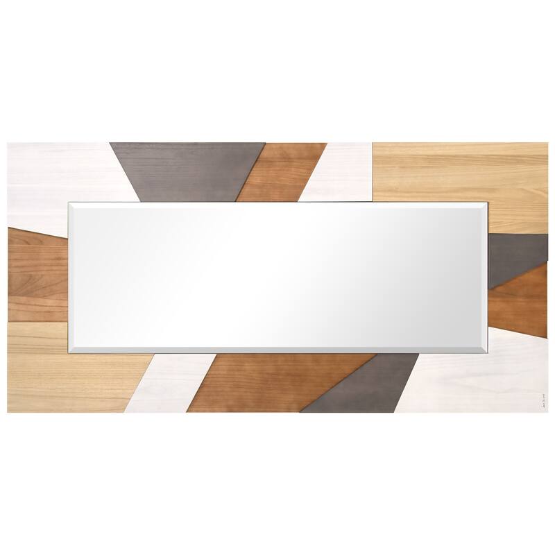 Geometric Blocks Hand Made Solid Paulownia Wood Beveled Leaner Mirror