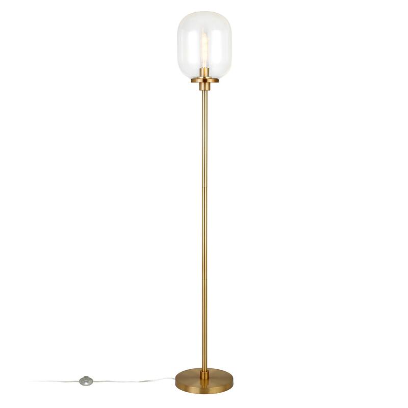 Agnolo Handmade Seeded Glass Blackened Bronze Floor Lamp