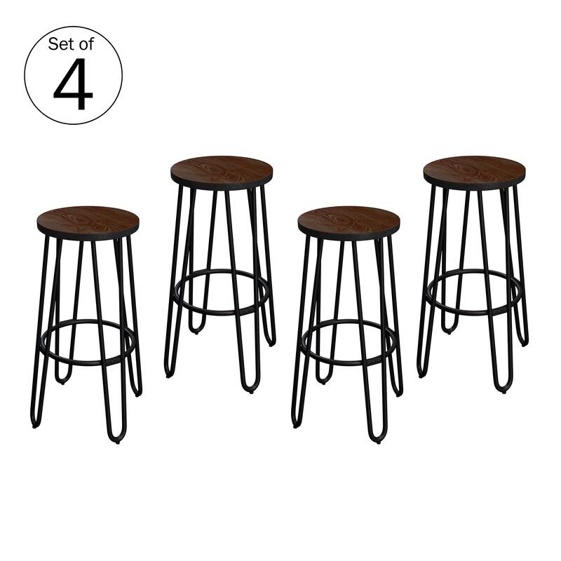 Modern Farmhouse Elm Wood 24"Barstool (Set of 2) by Lavish Home