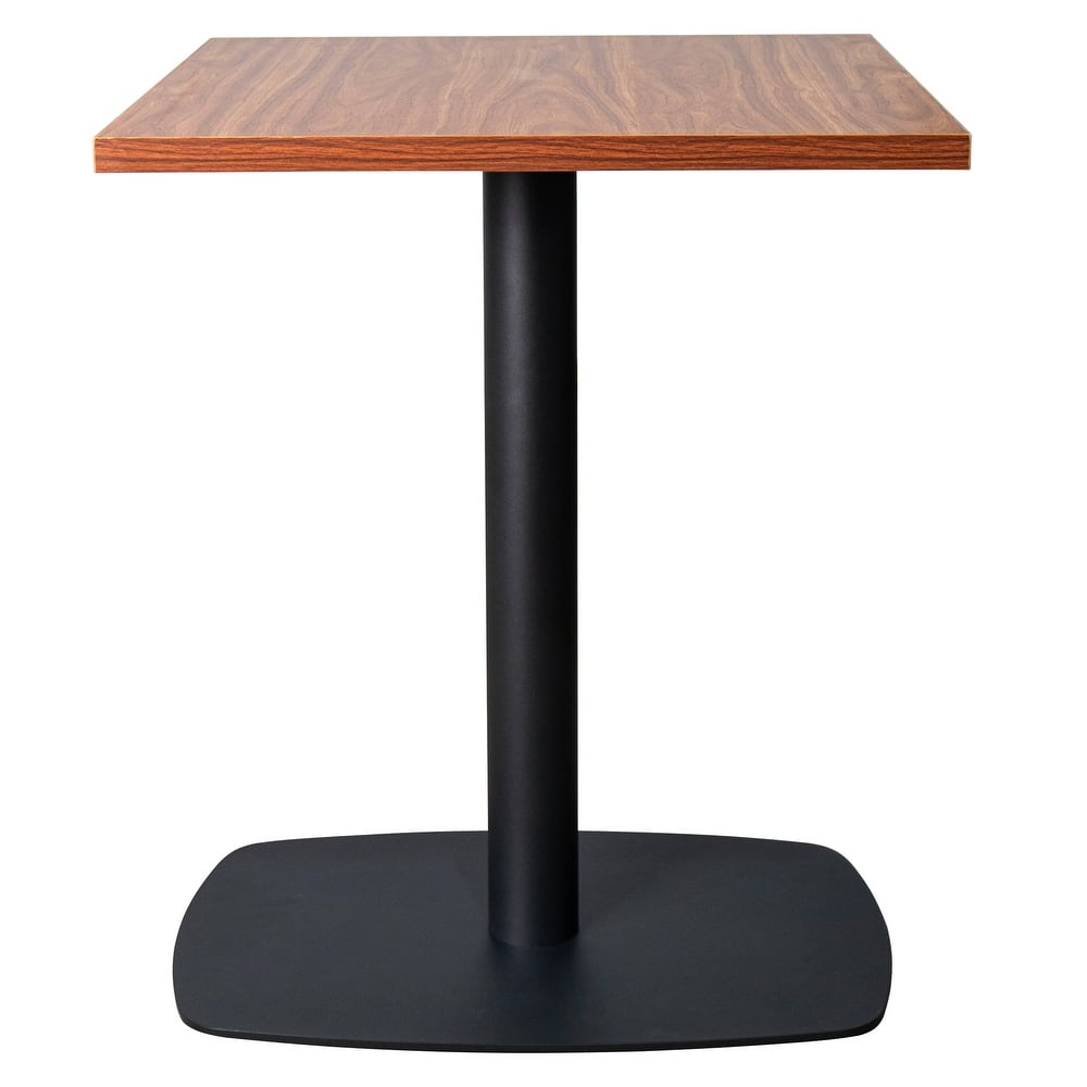 Vail Square Dining Table with 24 in. MDF Tabletop in Black Stainless Steel Square Base Accent Kitchen Table